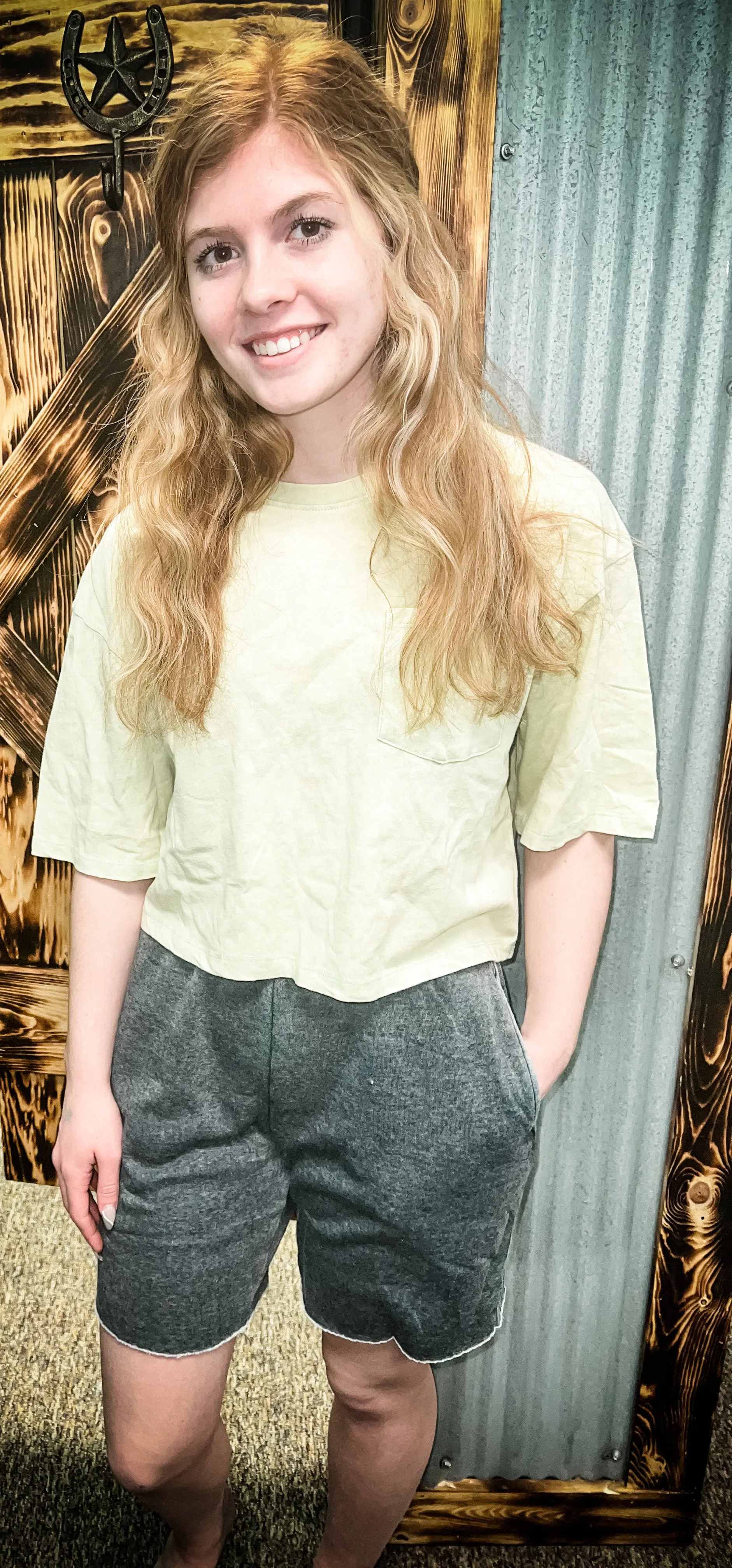 Holly Pastel Green Crop Tee