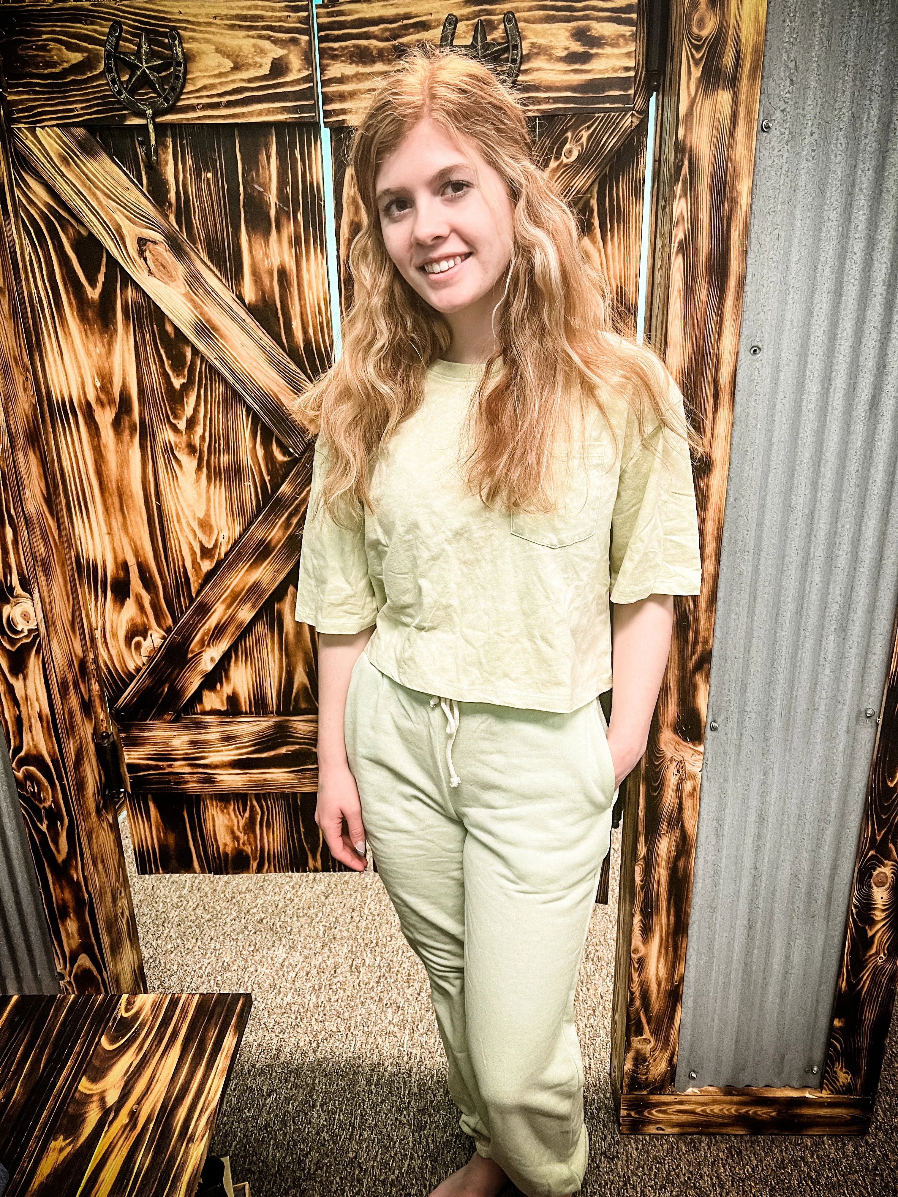 Holly Pastel Green Crop Tee