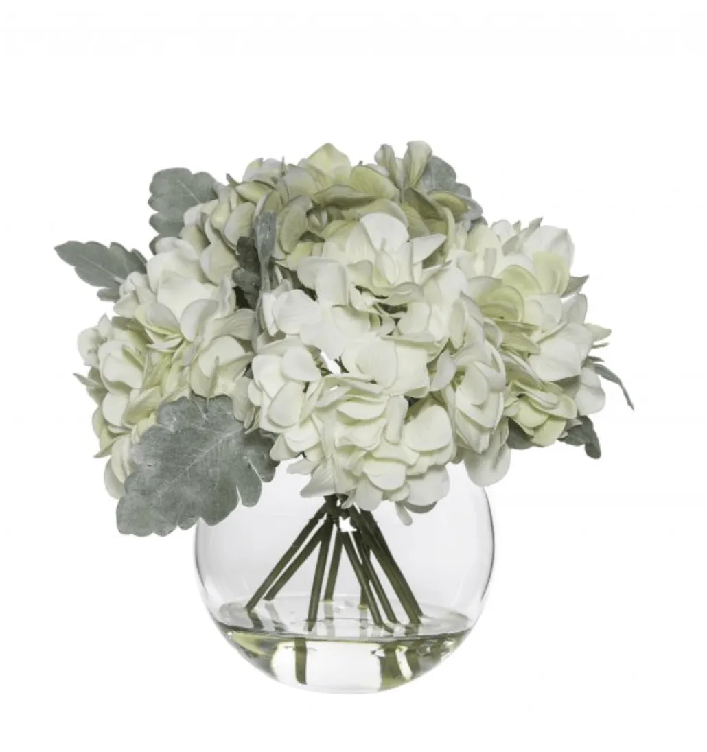 Hydrangea Mix | Sphere Vase White
