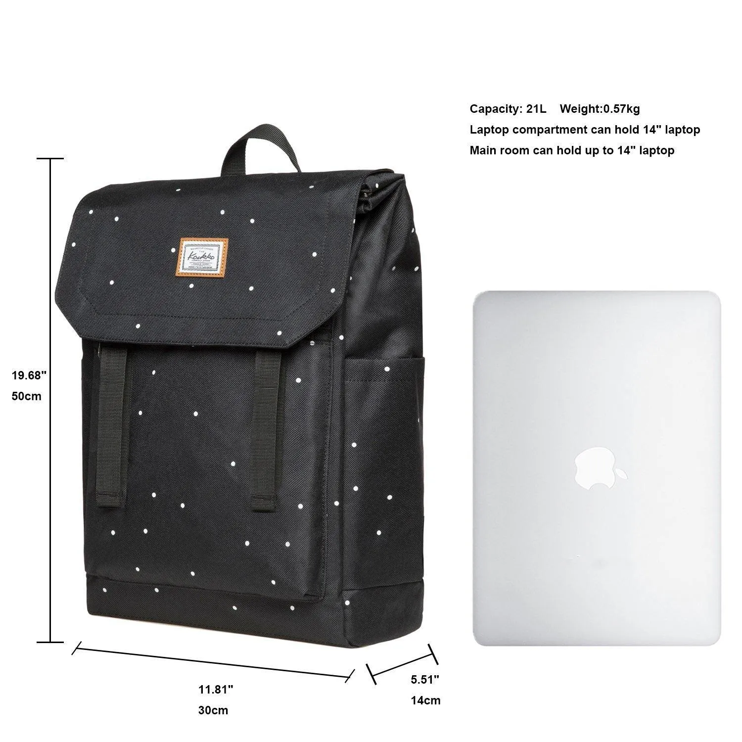 KAUKKO Backpack for city trips, KF14 ( Black-2/ 21L )