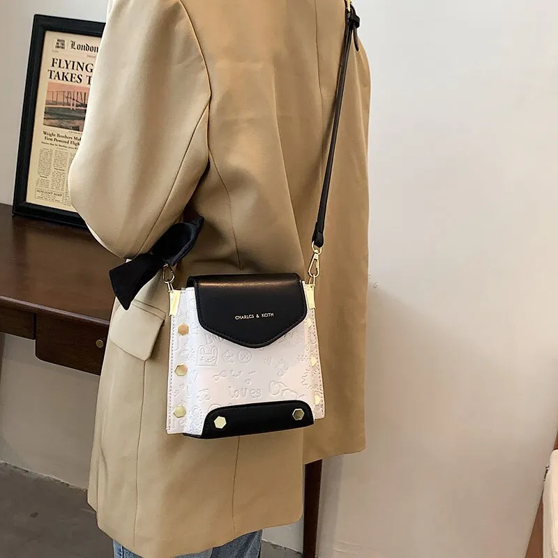 Ladies mini bag silk scarf female bag casual messenger bag rivet female bag shoulder bag small bag creasing bag female