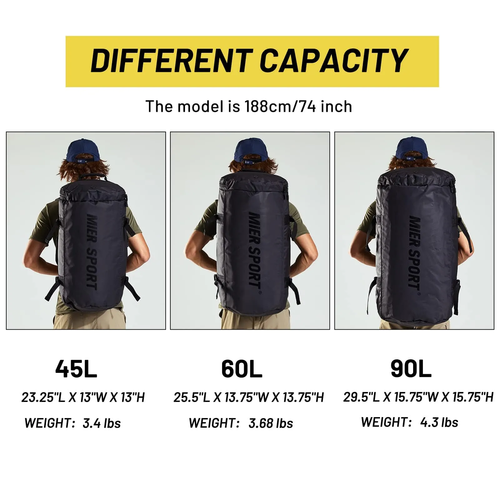 Large Duffel Backpack Sports Gym Bag with Shoe Compartment