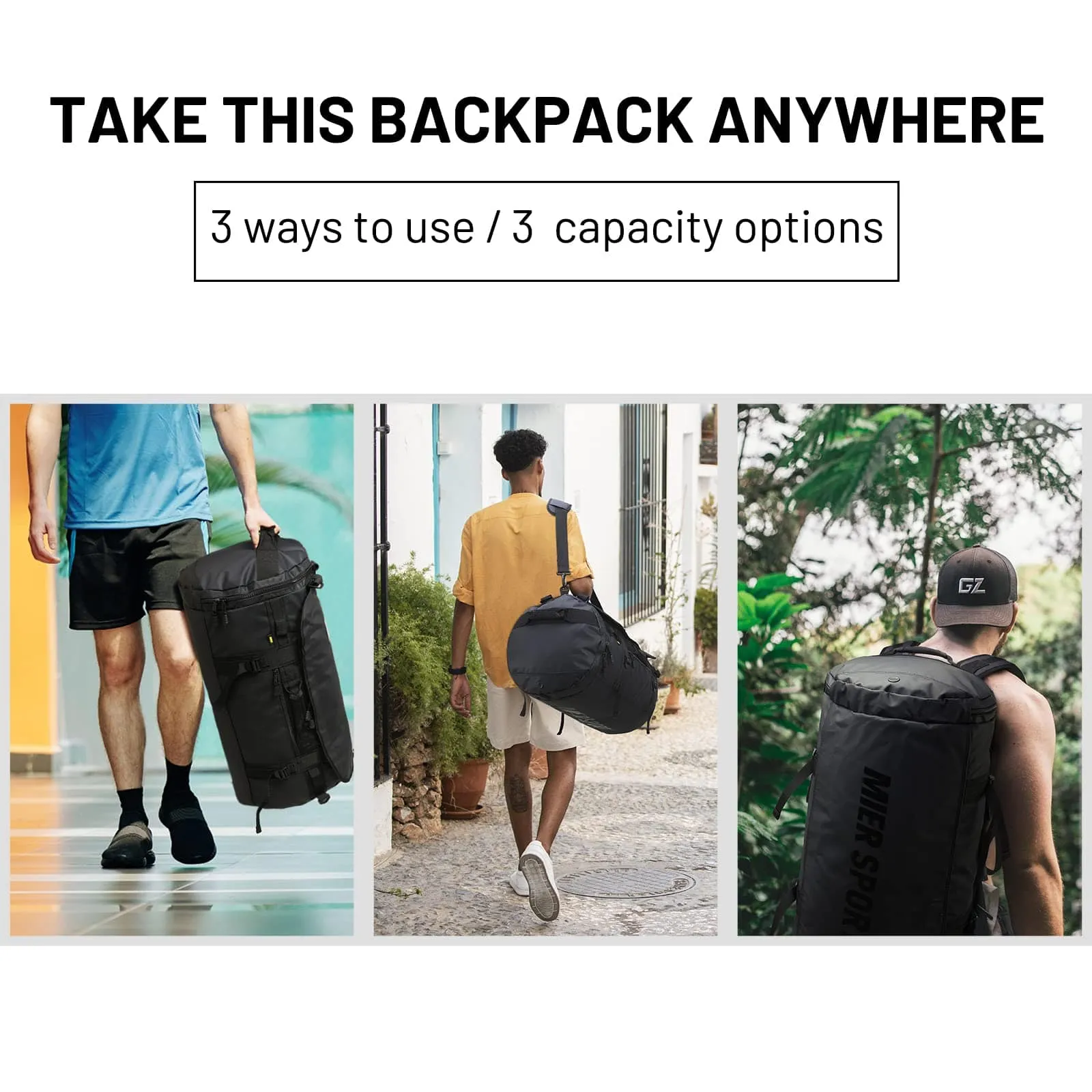 Large Duffel Backpack Sports Gym Bag with Shoe Compartment