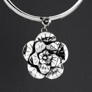 Large Sterling Silver Flower Pendant