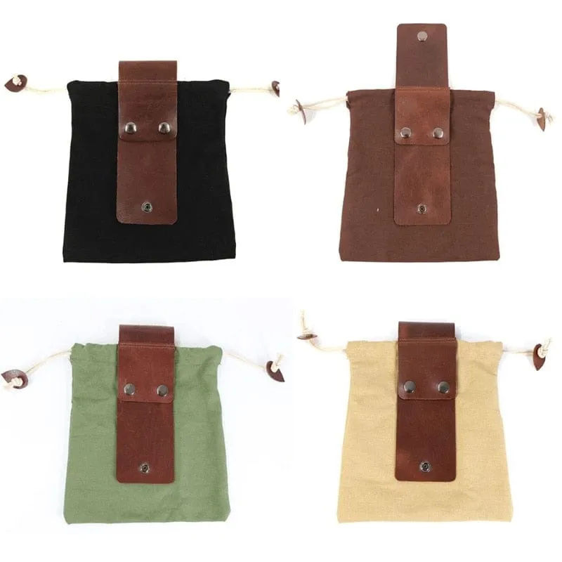 Leather & Waxed Canvas Viking Foraging Pouch Belt Bag
