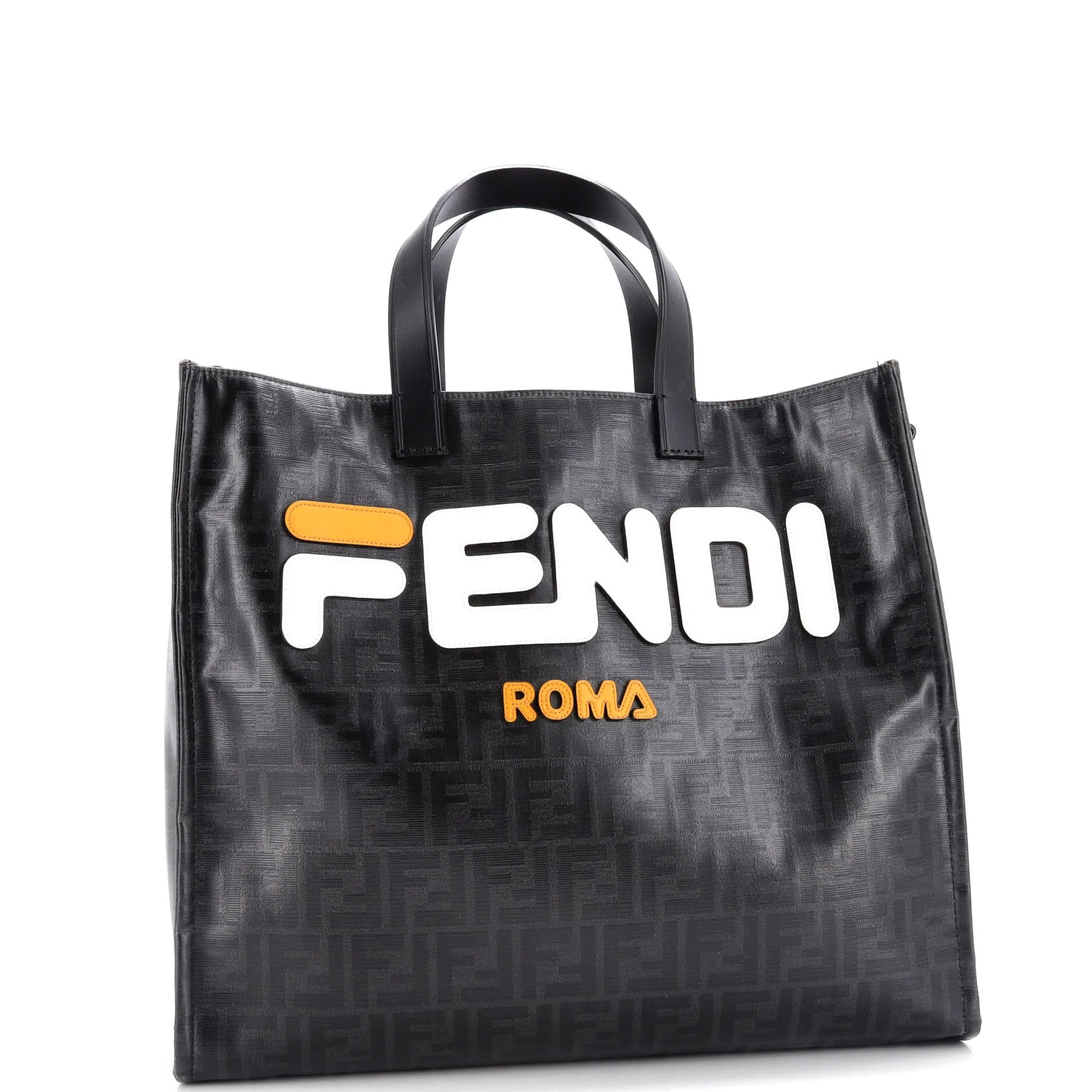Mania Logo Shopper Tote Zucca Coated Canvas Large