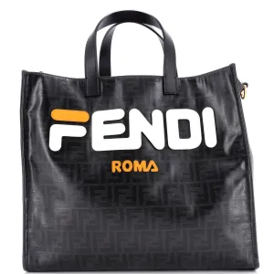 Mania Logo Shopper Tote Zucca Coated Canvas Large