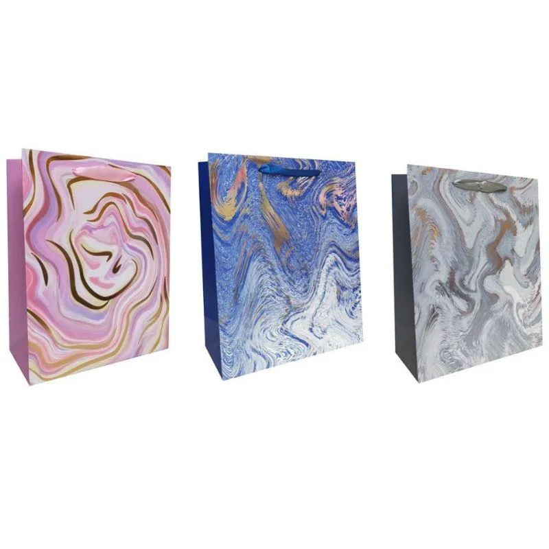 Marble Foiled Large Gift Bag - 32cm x 26cm x 12cm