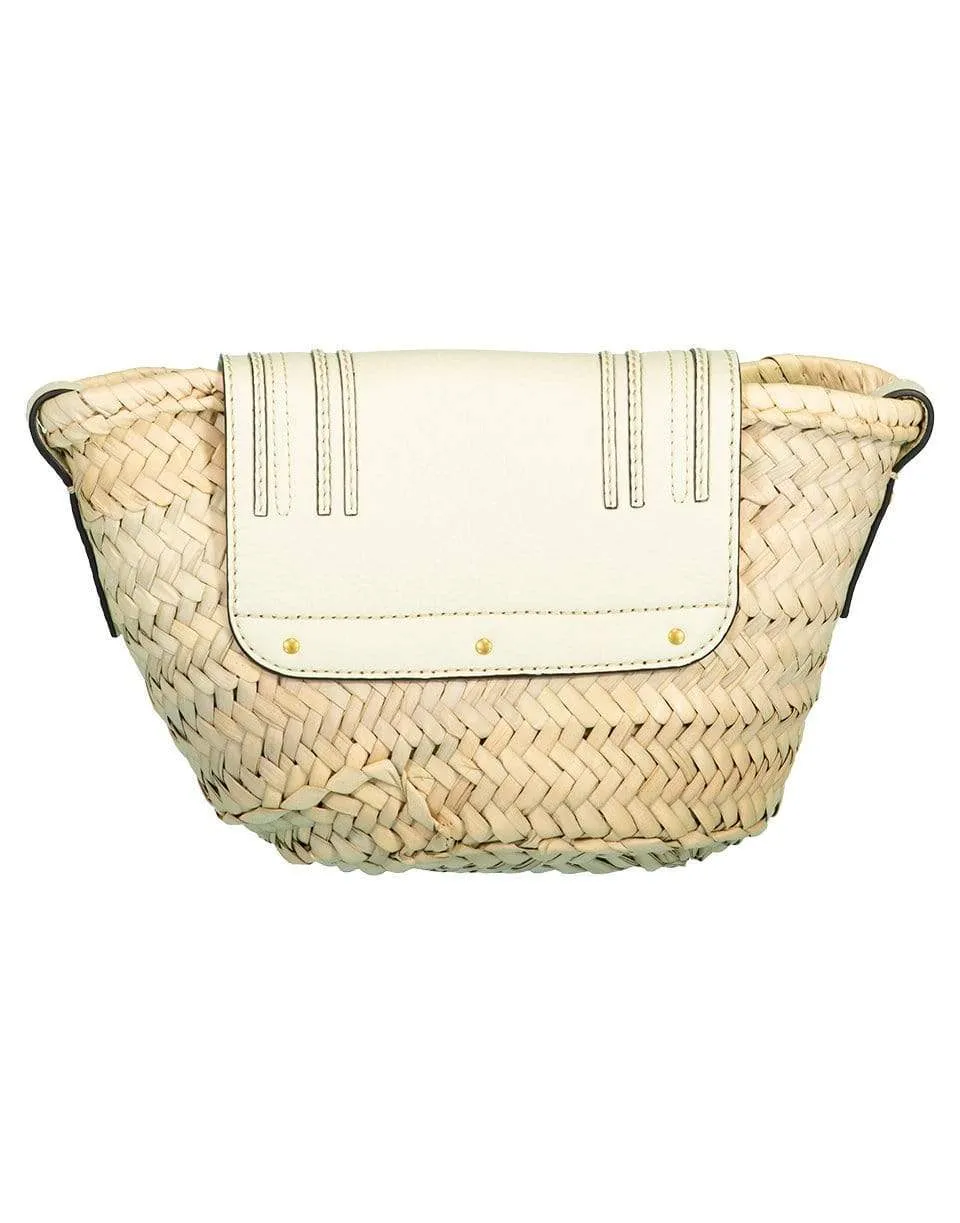 Marcie Leather-Trimmed Raffia Bag