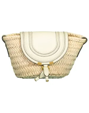 Marcie Leather-Trimmed Raffia Bag