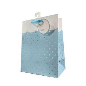 Medium Blue Wavy Dots Gift Bag - 23cm x 18cm x 10cm