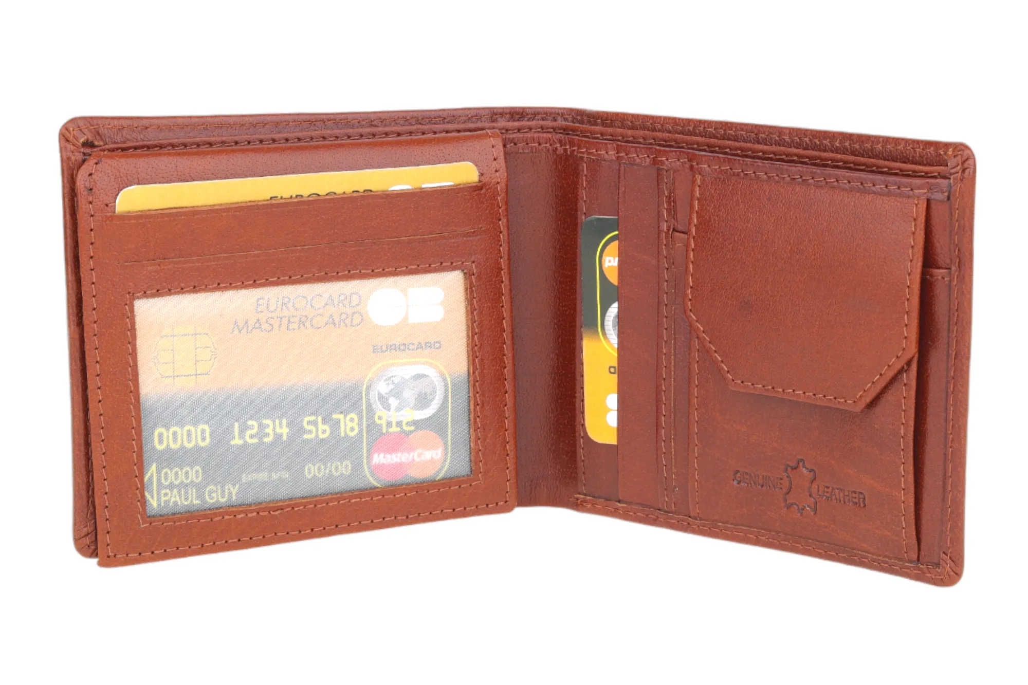 MENS LEATHER WALLET WITH KEY RING COMBO 94924 (BROWN)