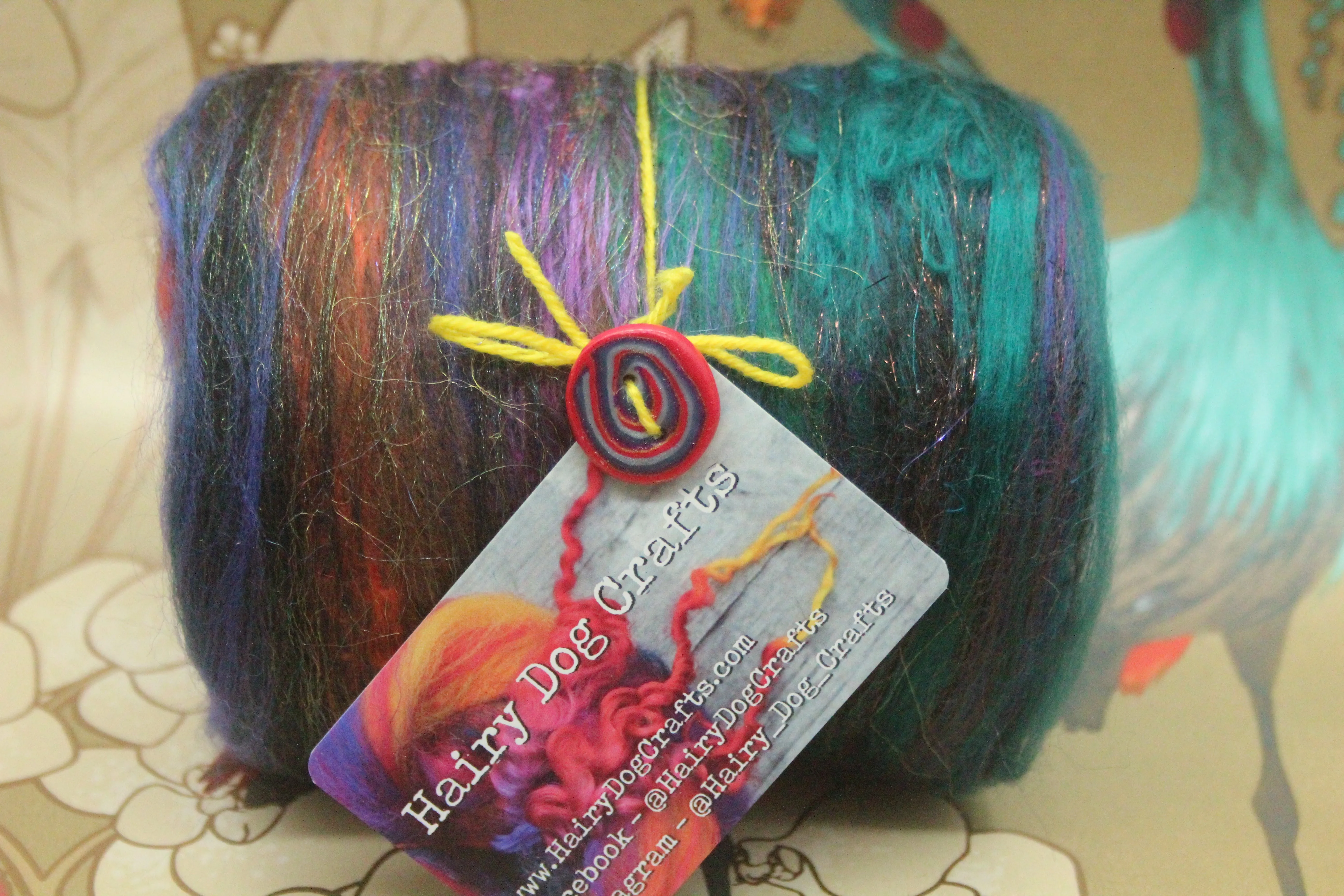 Merino Art Batt  - Black Brown Ultra-violet Green - 83 grams 2.9 oz - Wool for felting, spinning and weaving