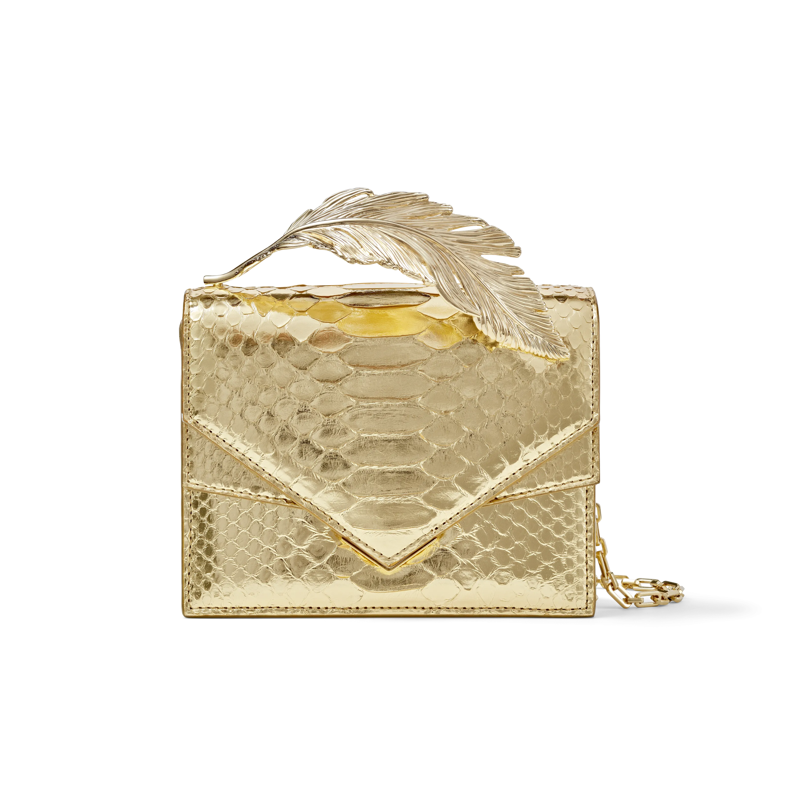 Metallic Gold Python Alina Clutch