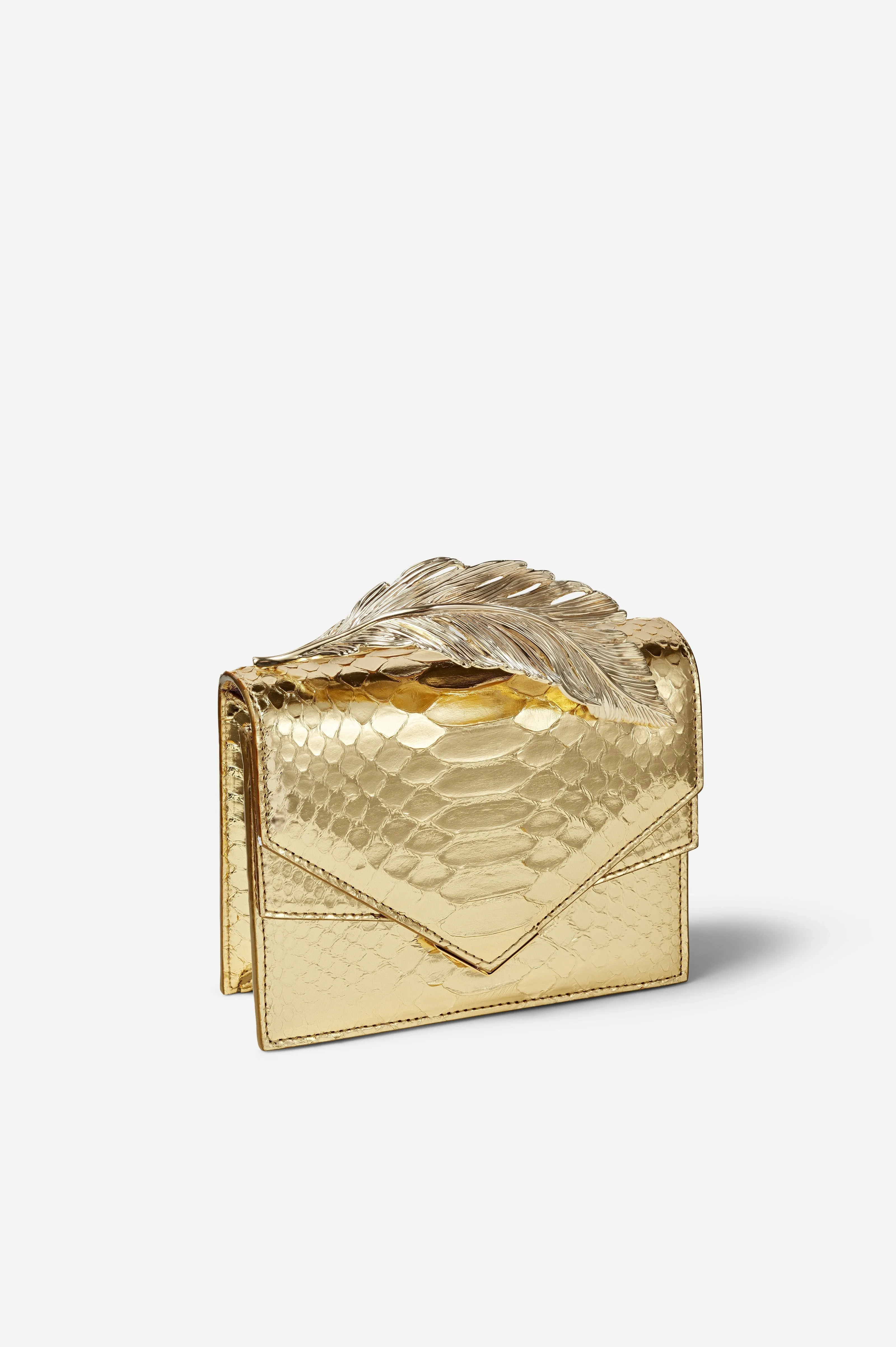 Metallic Gold Python Alina Clutch