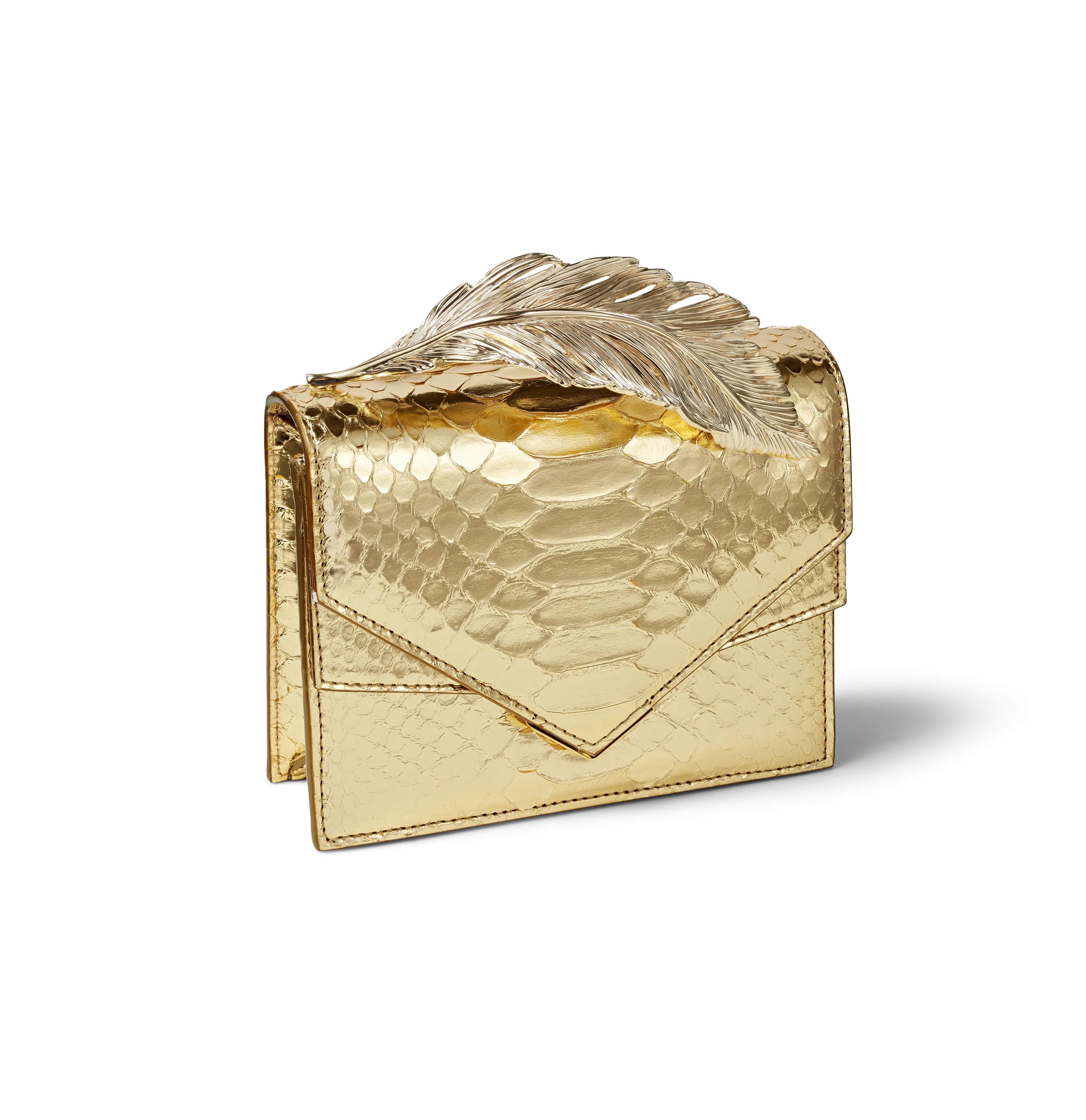 Metallic Gold Python Alina Clutch