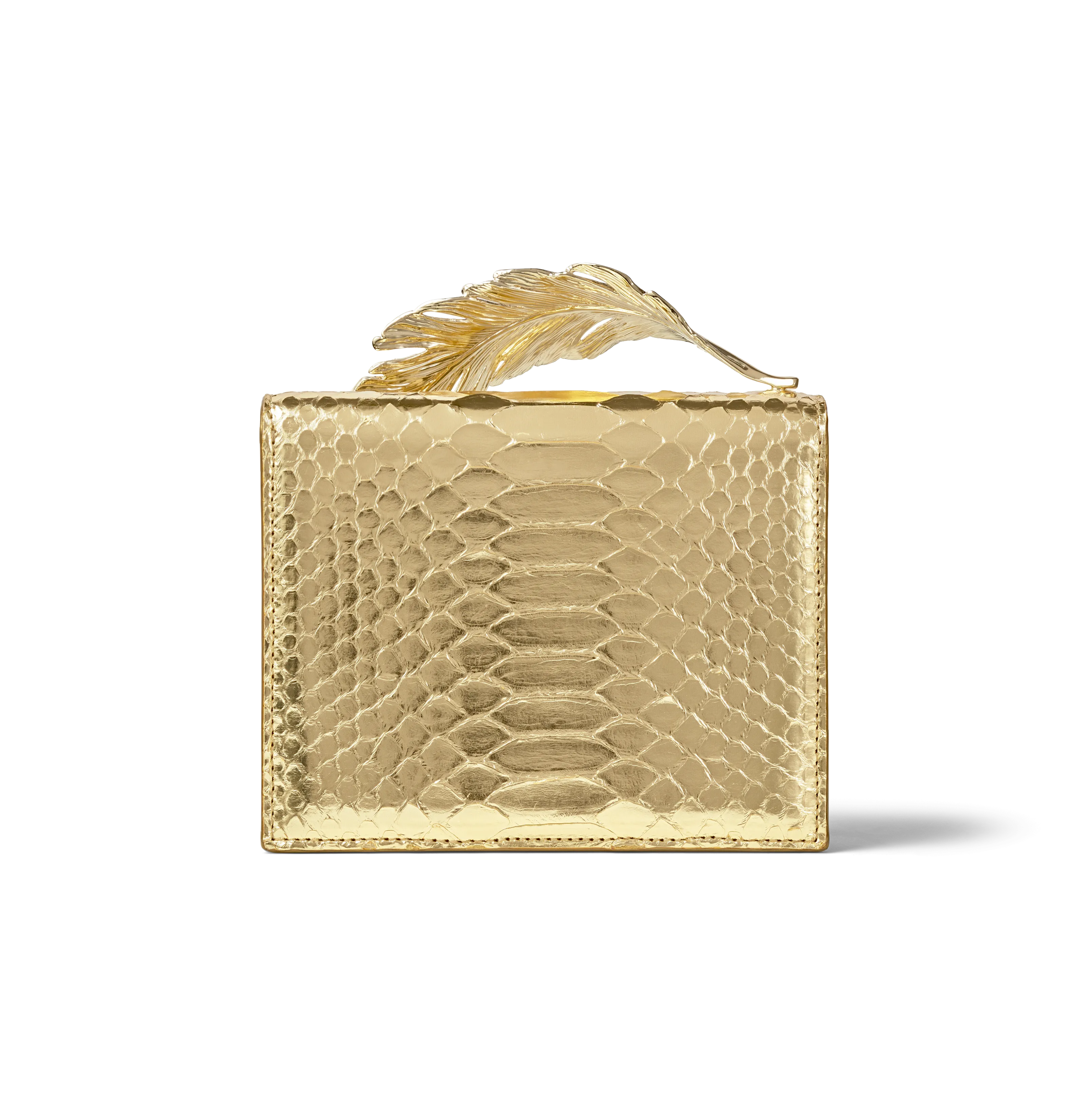 Metallic Gold Python Alina Clutch
