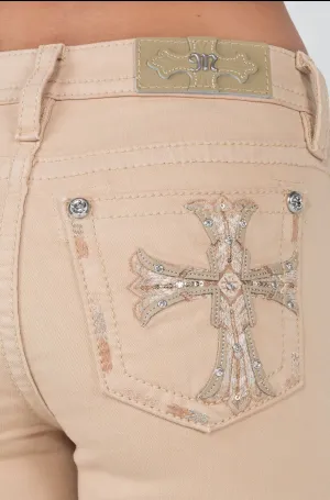 Miss Me Cross Beige Bootcut Jeans