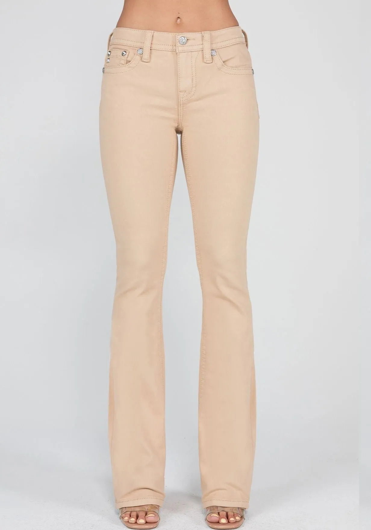 Miss Me Cross Beige Bootcut Jeans