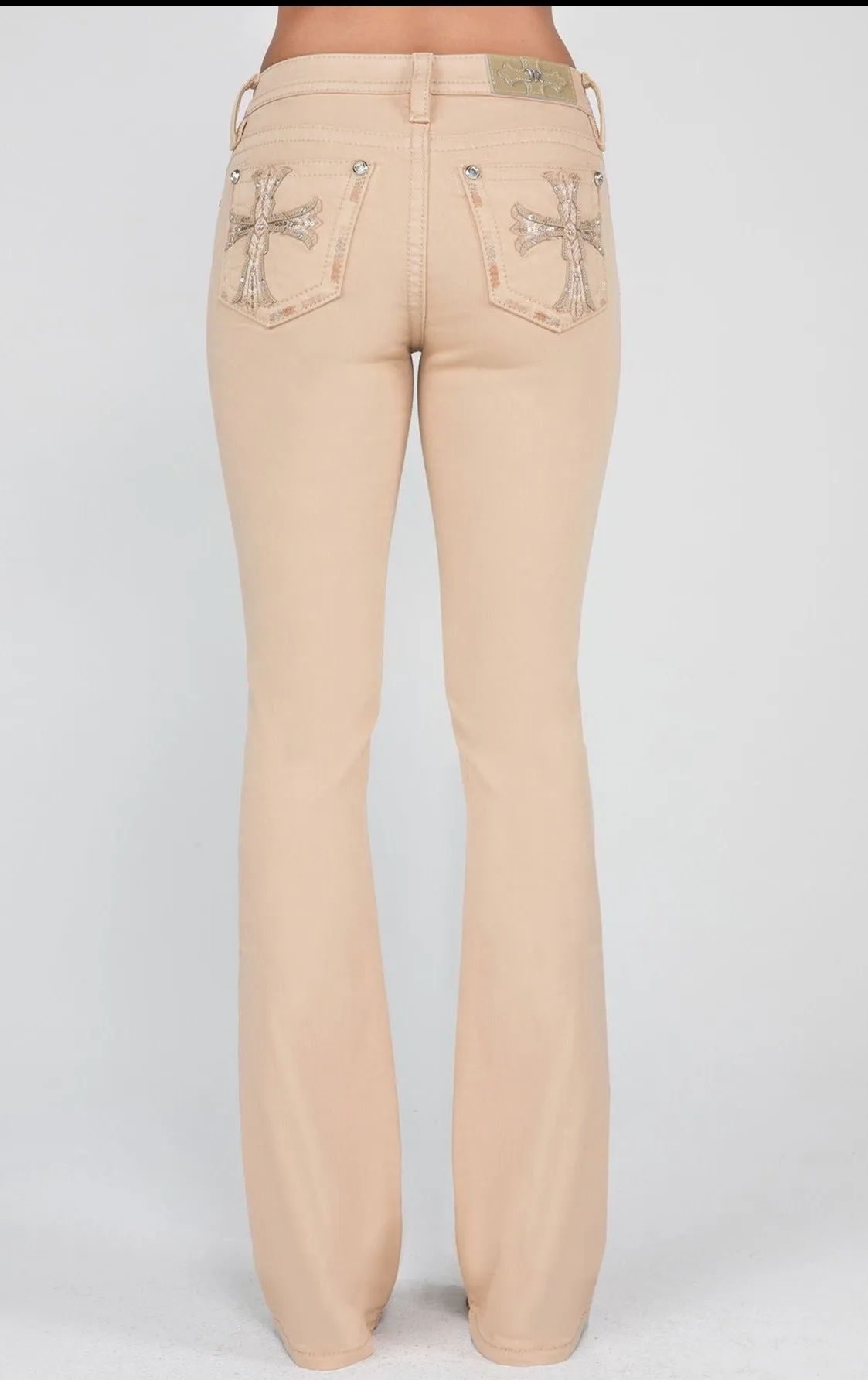 Miss Me Cross Beige Bootcut Jeans