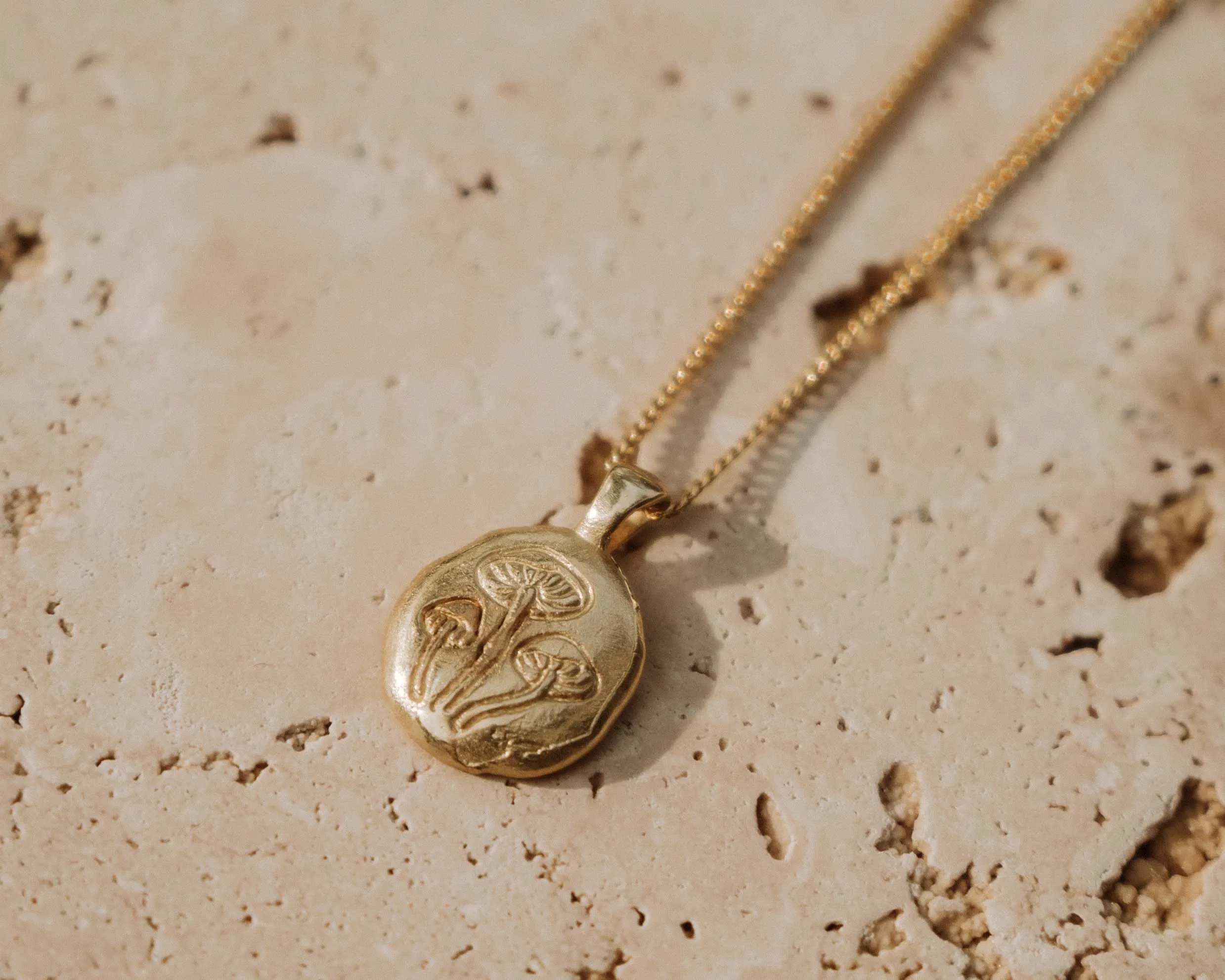 Mushroom Necklace Gold