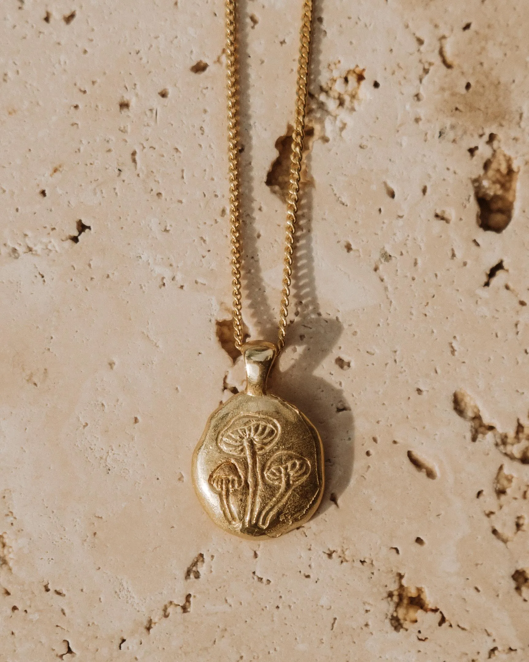 Mushroom Necklace Gold