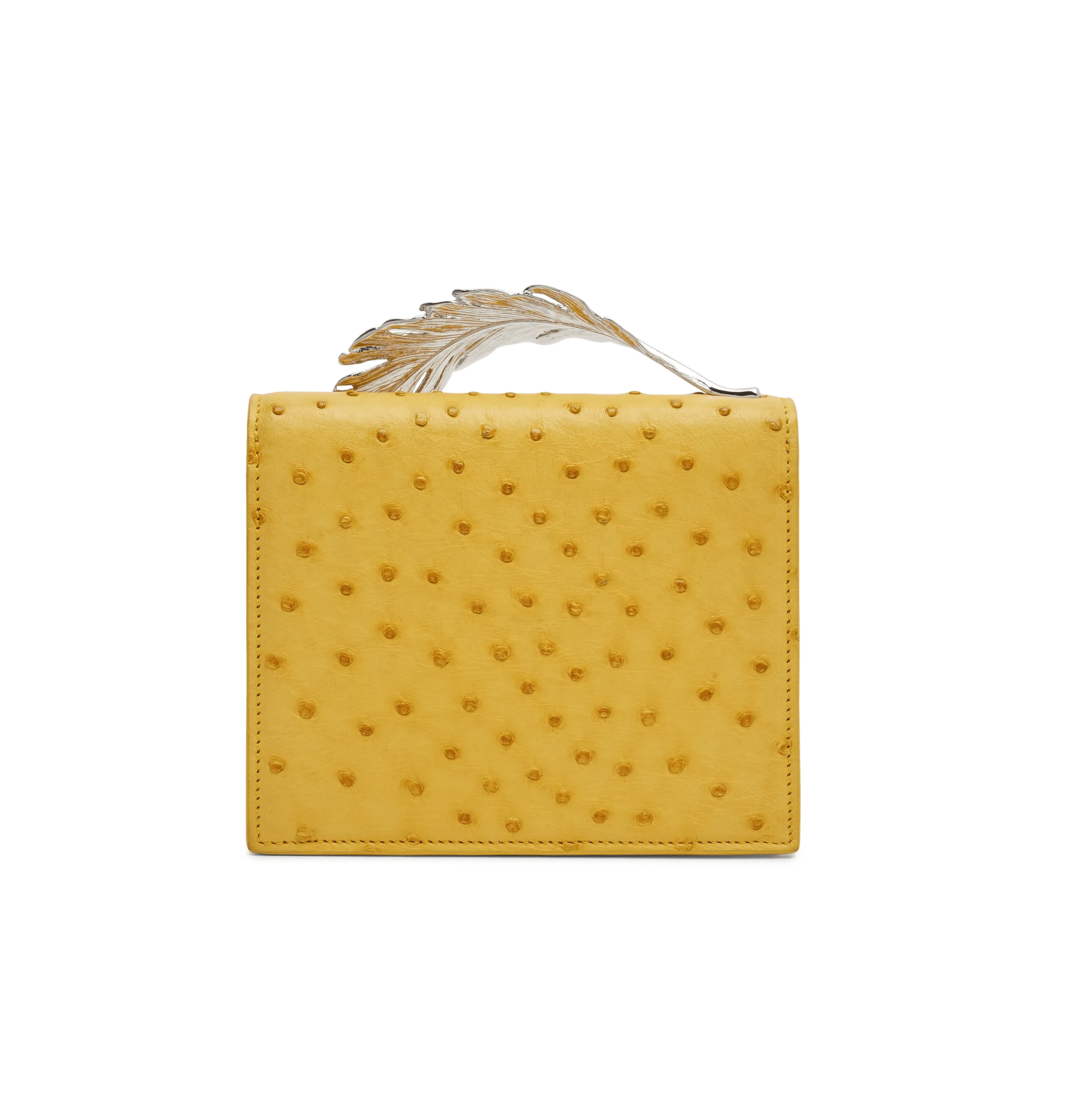 Mustard Ostrich and Suede Alina Clutch