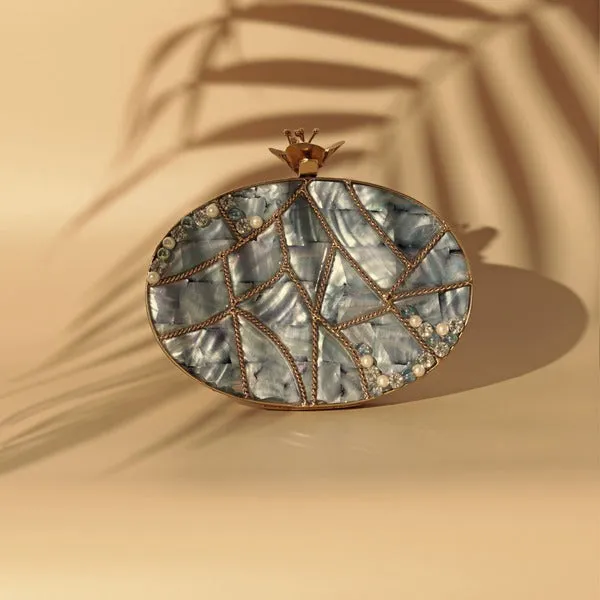 Nargis Embellished Mother of Pearl Clutch