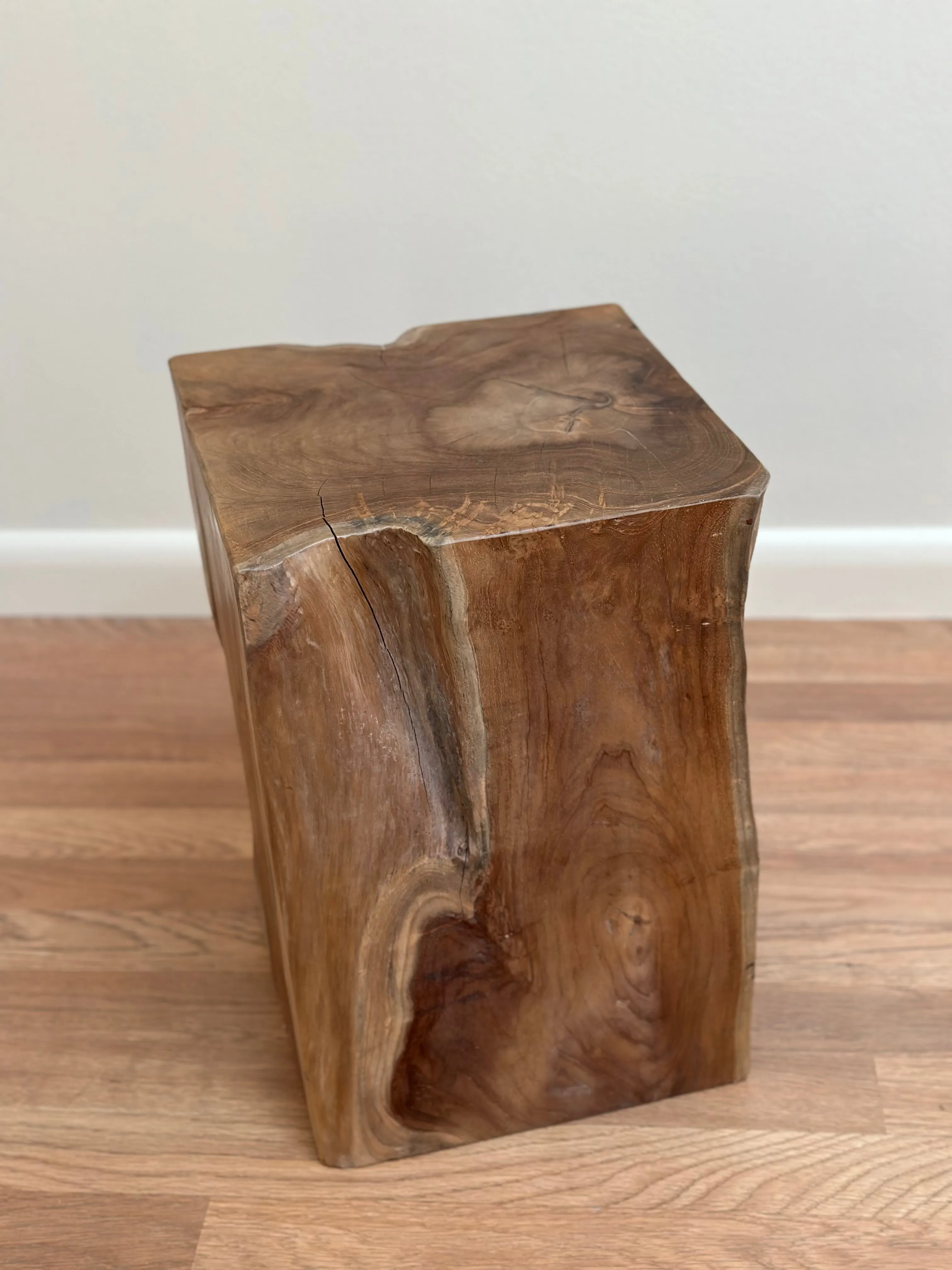 Natural Teak Block Stool Side Table