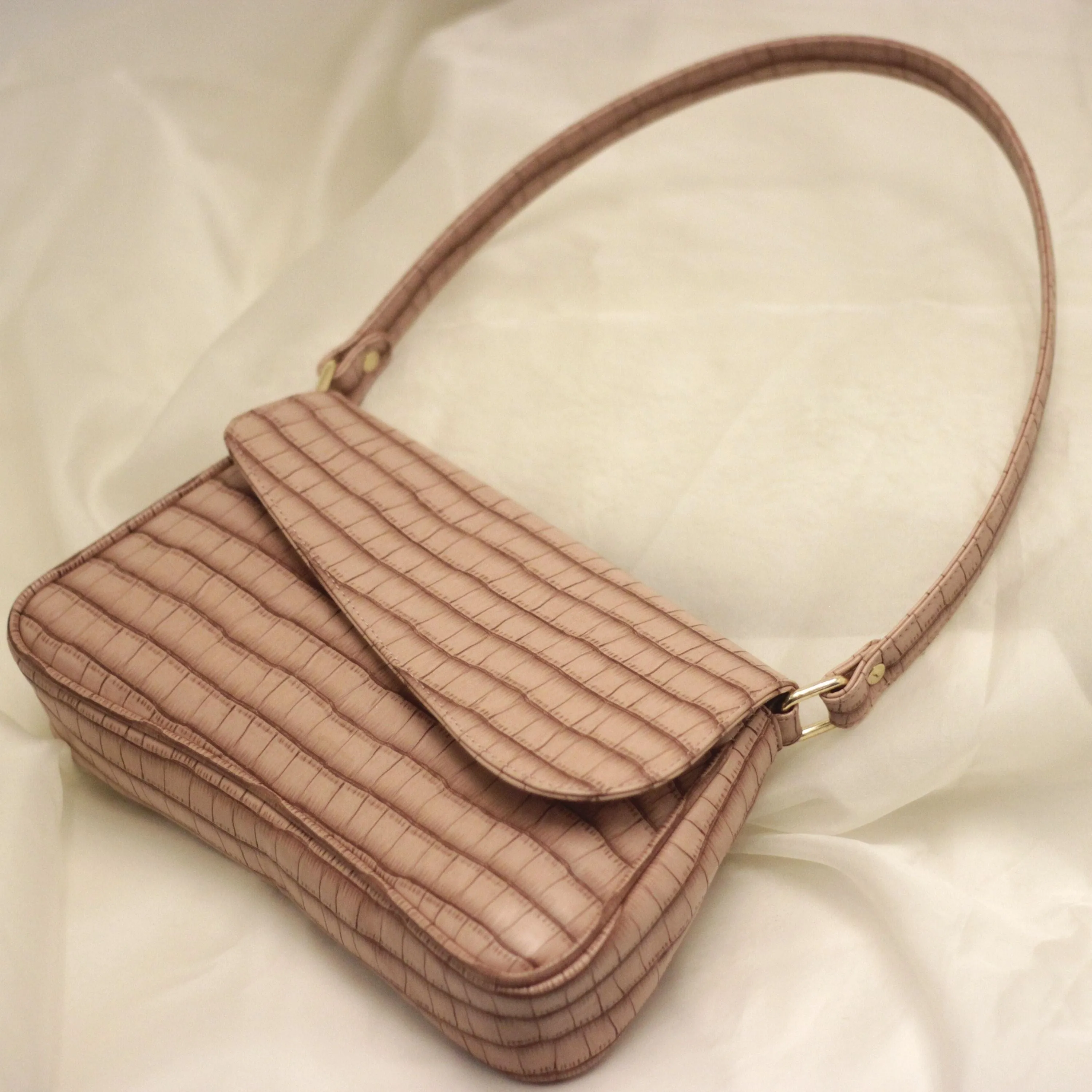 New Croco Flap Shoulder Bag