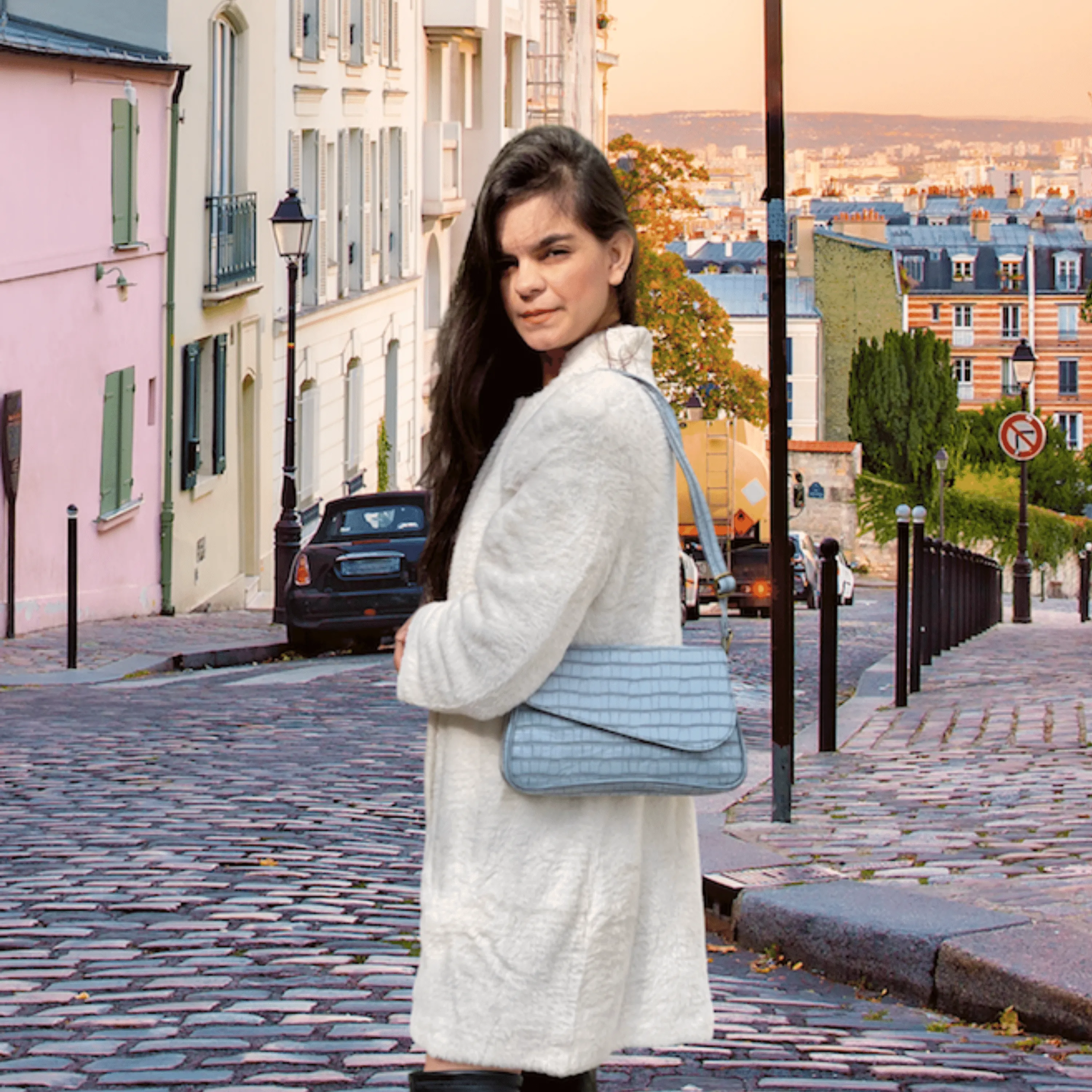 New Croco Flap Shoulder Bag