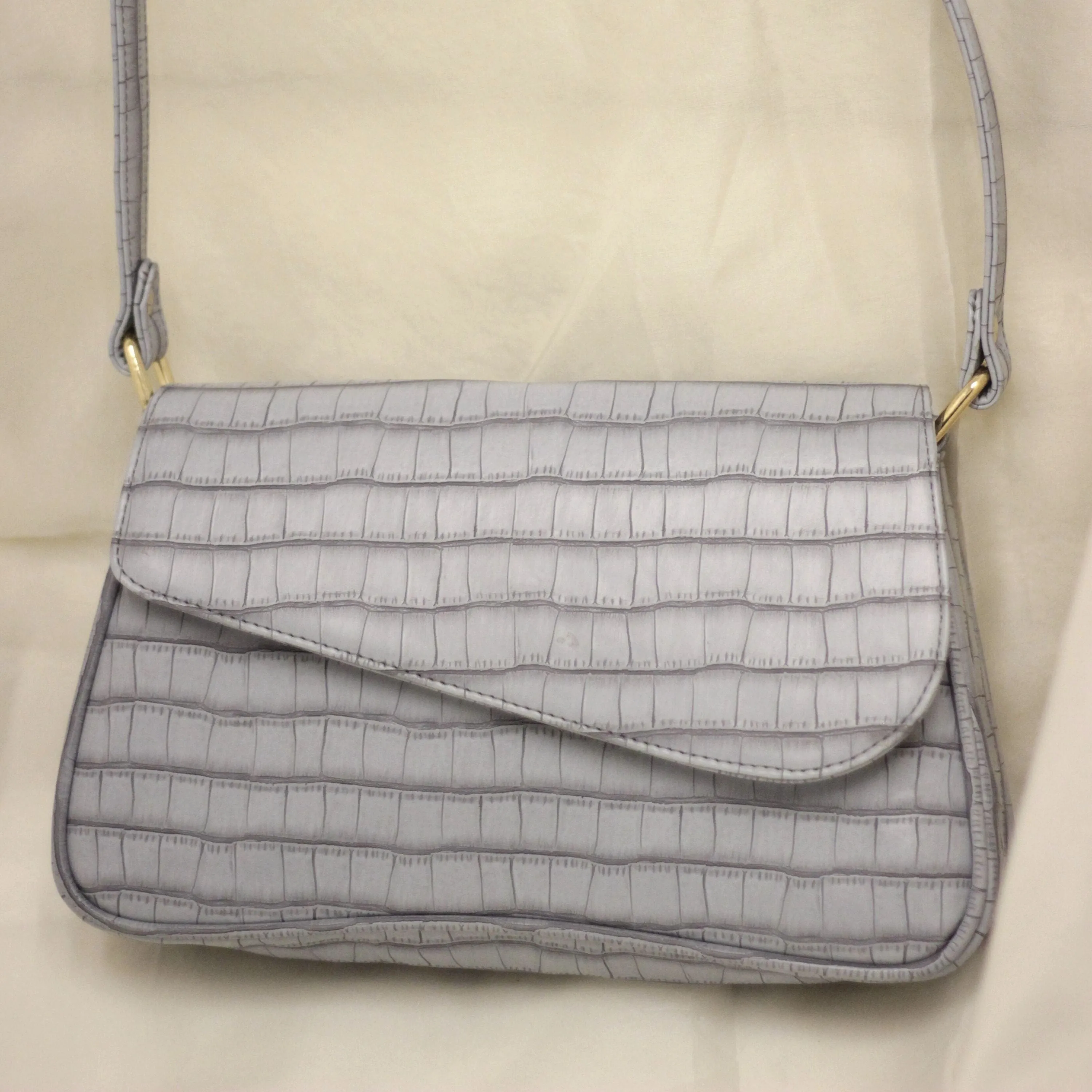 New Croco Flap Shoulder Bag