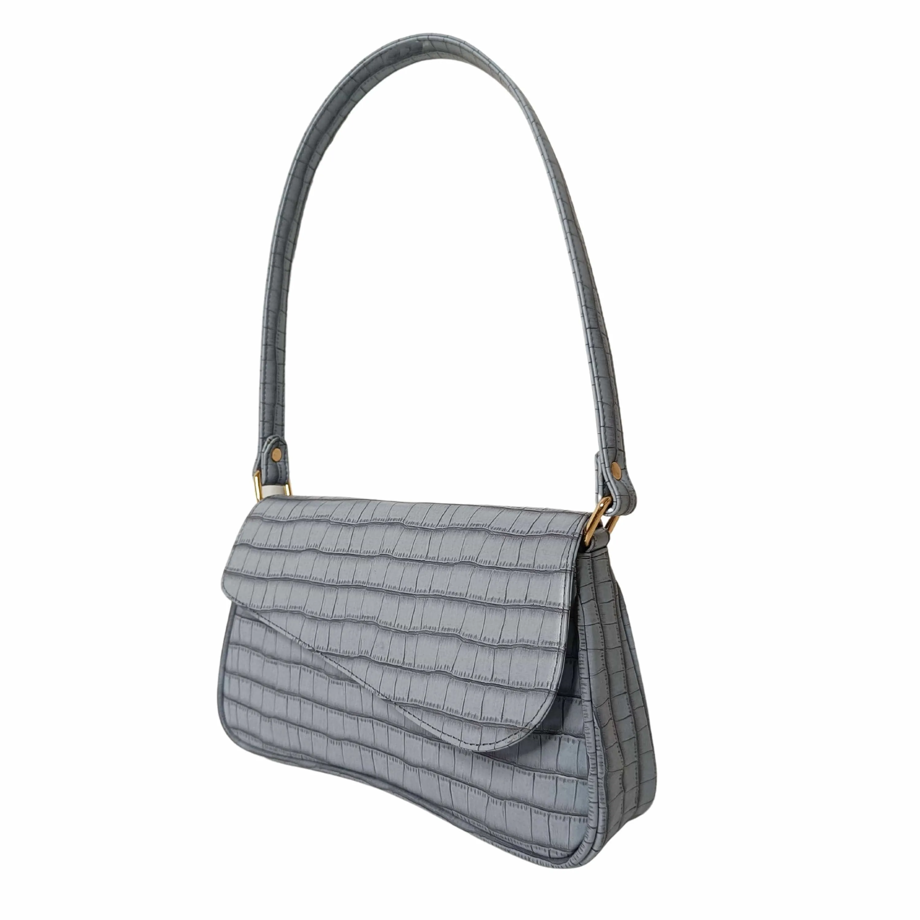New Croco Flap Shoulder Bag