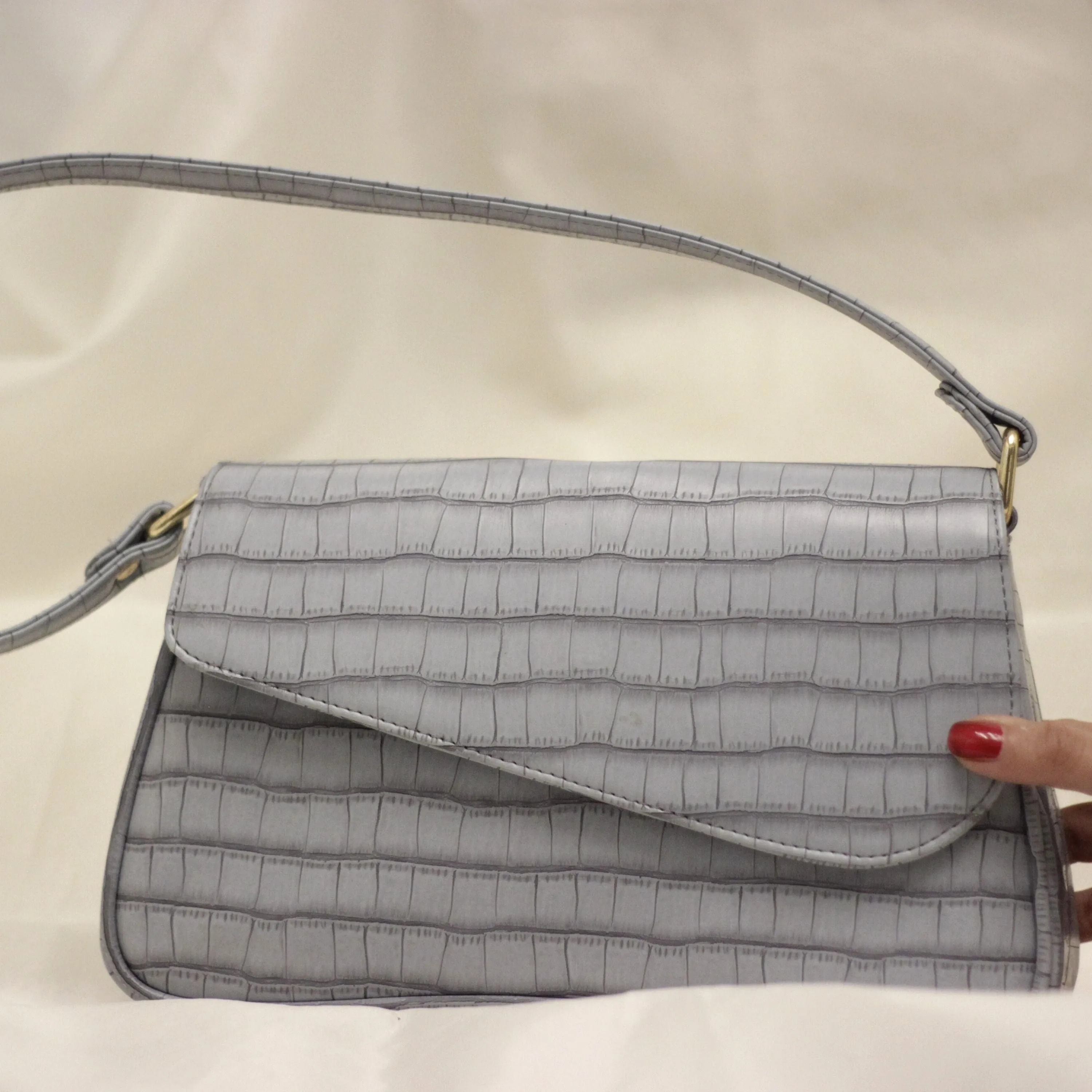 New Croco Flap Shoulder Bag