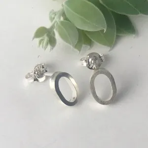 Oval hole Silver studs