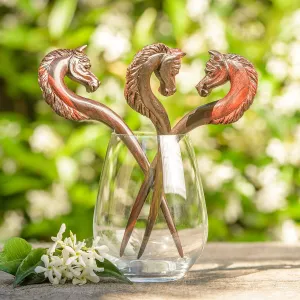 Premium Horse Wooden Single Prong Hair Stick