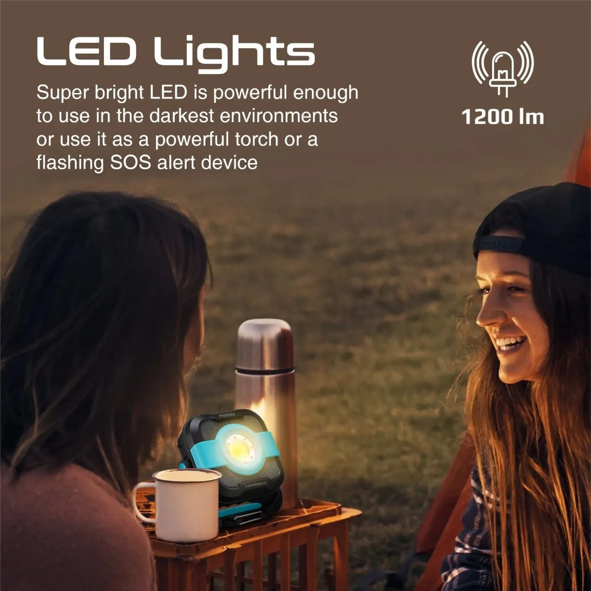 Promate Portable Camping Light with Power Bank, IP65 Water & Weather Resistant, 3 Colour Modes