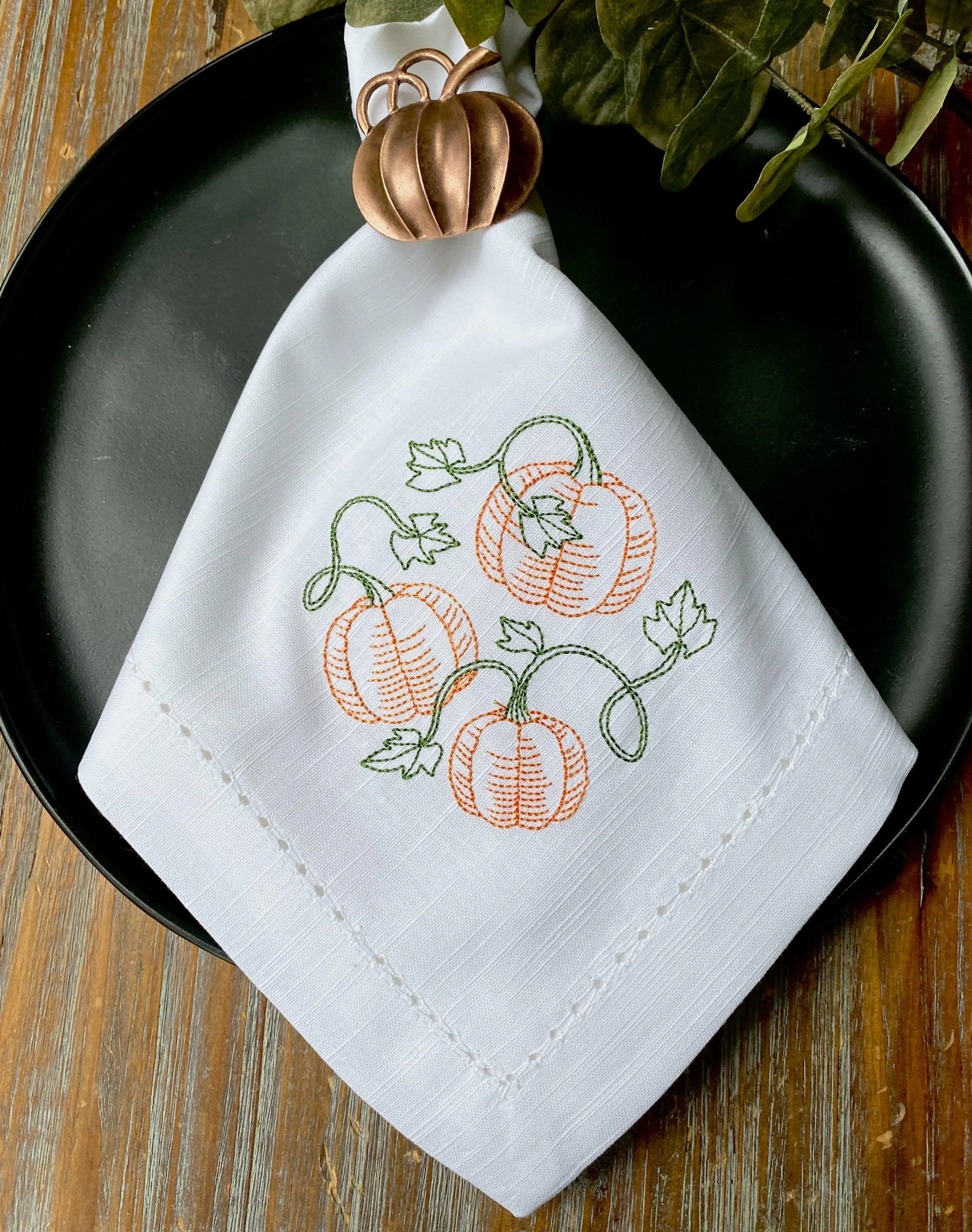Pumpkin Vine Cloth Napkins - Set of 4 napkins