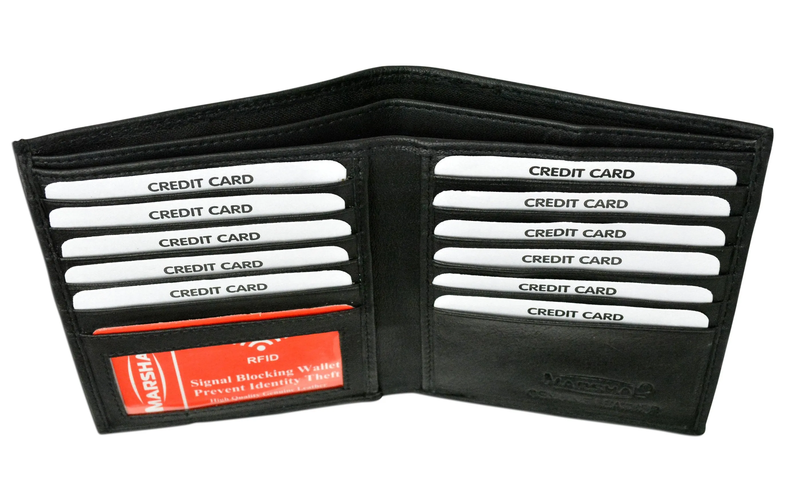 RFID Blocking Bifold Hipster Credit Card Wallet Cowhide Leather RFID 2502 CF