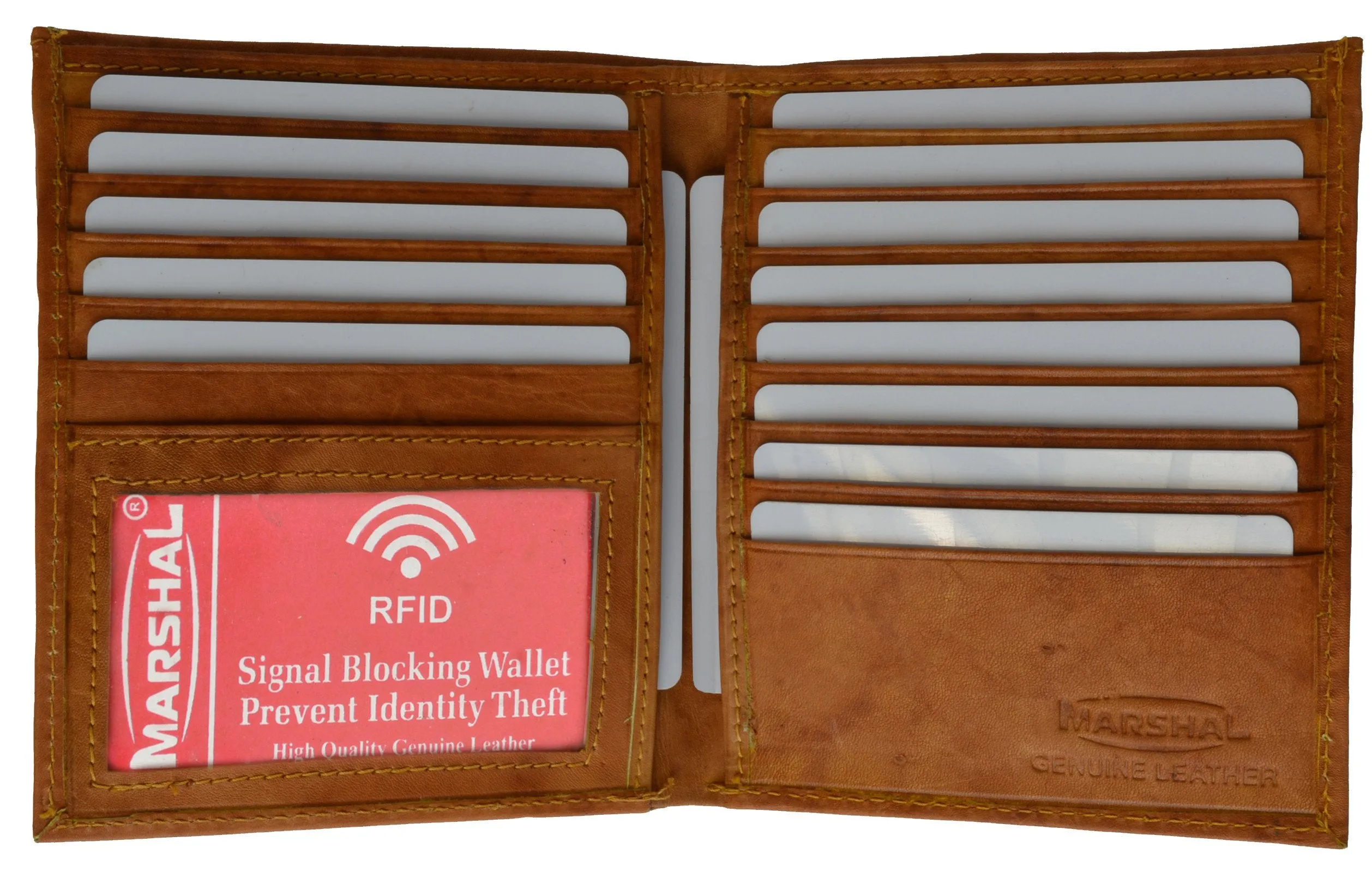 RFID Blocking Bifold Hipster Credit Card Wallet Cowhide Leather RFID 2502 CF