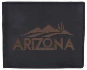 RFID Blocking Mens Genuine Leather Arizona Logo Credit Card ID Bifold Wallet 53HTC ARIZONA