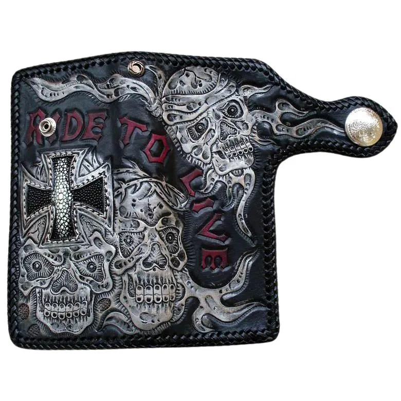 Ride To Live Vintage Leather Biker Wallet