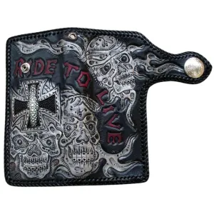 Ride To Live Vintage Leather Biker Wallet