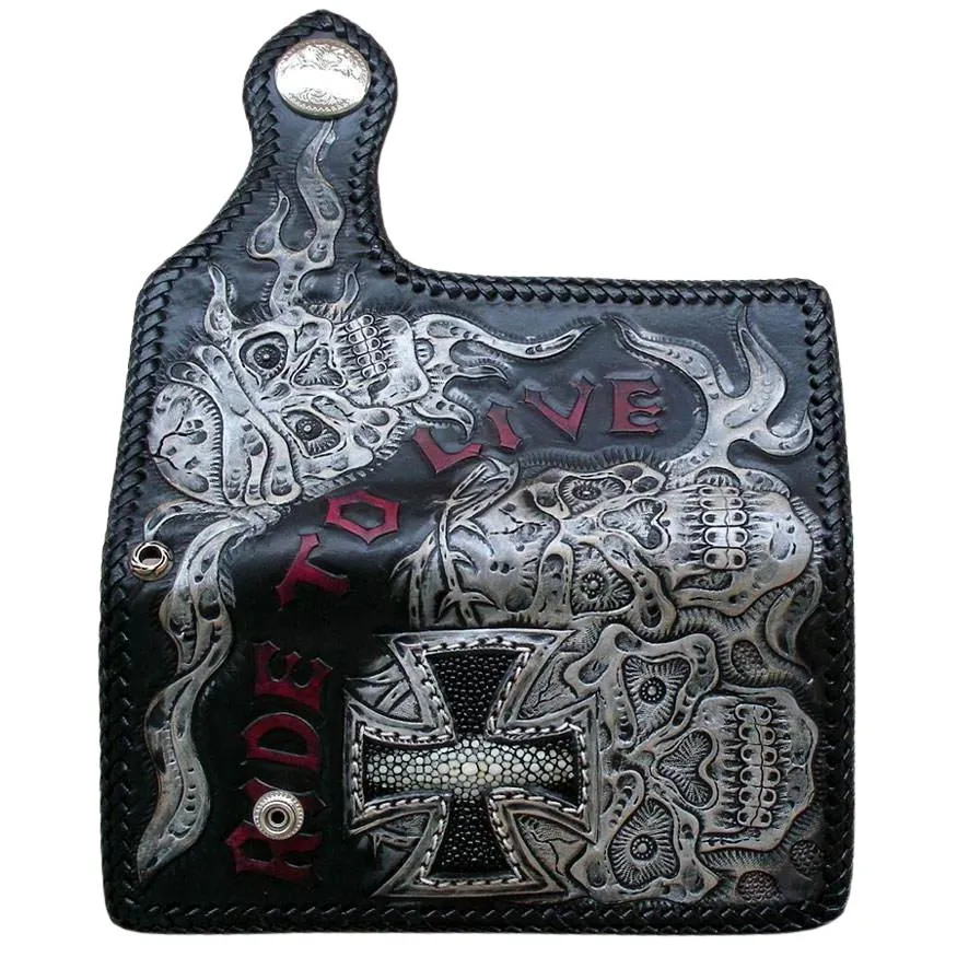 Ride To Live Vintage Leather Biker Wallet