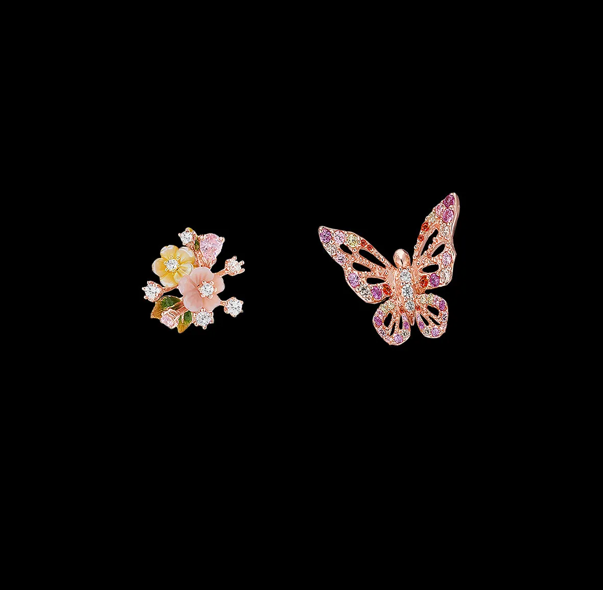 Rose Butterfly Bouquet Studs