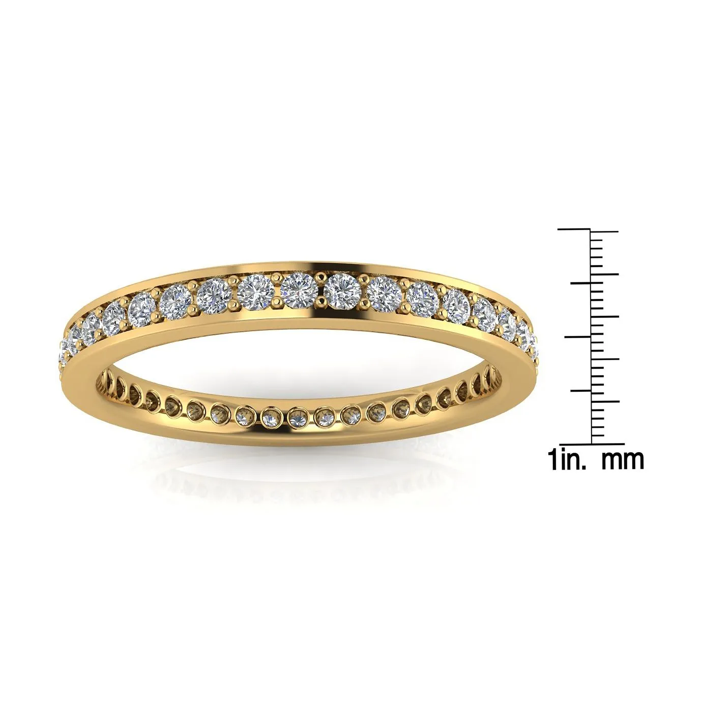 Round Brilliant Cut Diamond Channel Pave Set Eternity Ring In 14k Yellow Gold  (0.52ct. Tw.) Ring Size 9