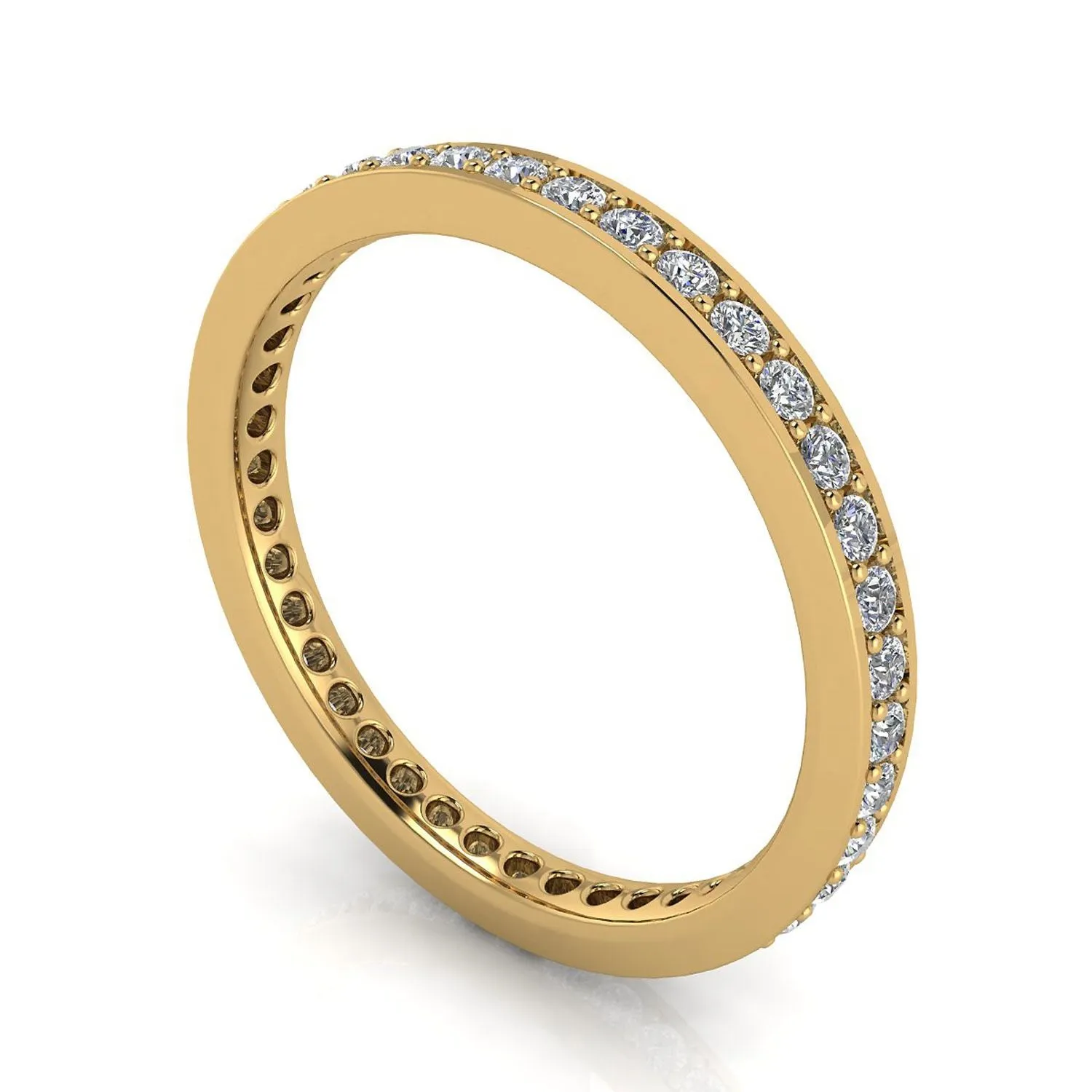 Round Brilliant Cut Diamond Channel Pave Set Eternity Ring In 14k Yellow Gold  (0.52ct. Tw.) Ring Size 9