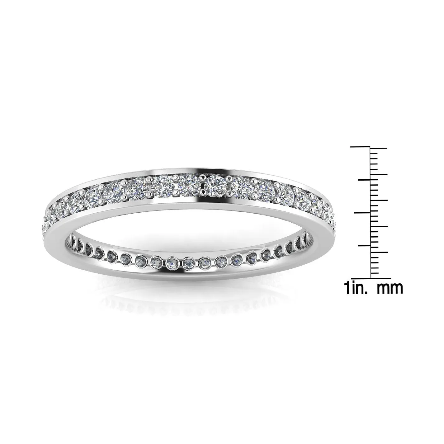 Round Brilliant Cut Diamond Channel Pave Set Eternity Ring In Platinum  (0.83ct. Tw.) Ring Size 4