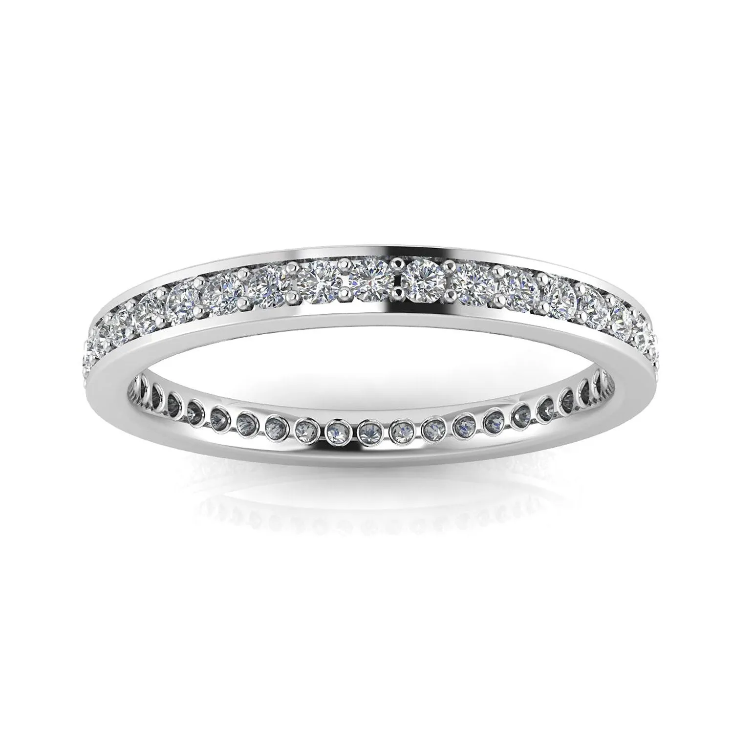 Round Brilliant Cut Diamond Channel Pave Set Eternity Ring In Platinum  (0.83ct. Tw.) Ring Size 4
