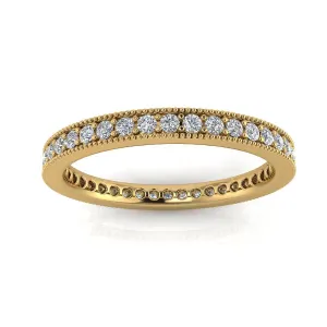 Round Brilliant Cut Diamond Pave & Milgrain Set Eternity Ring In 18k Yellow Gold  (0.28ct. Tw.) Ring Size 4